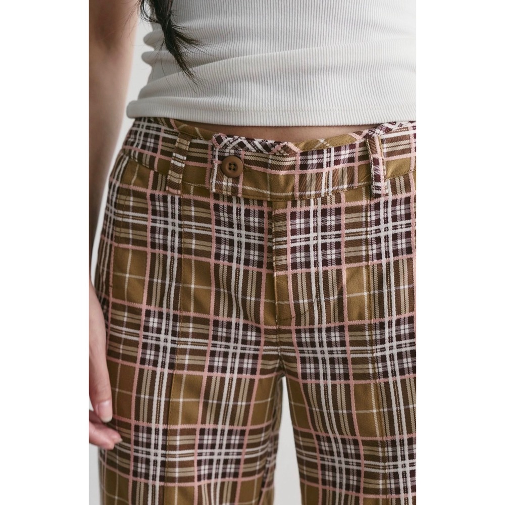Set on You Slim Retro Plaid yarn-dye Trousers